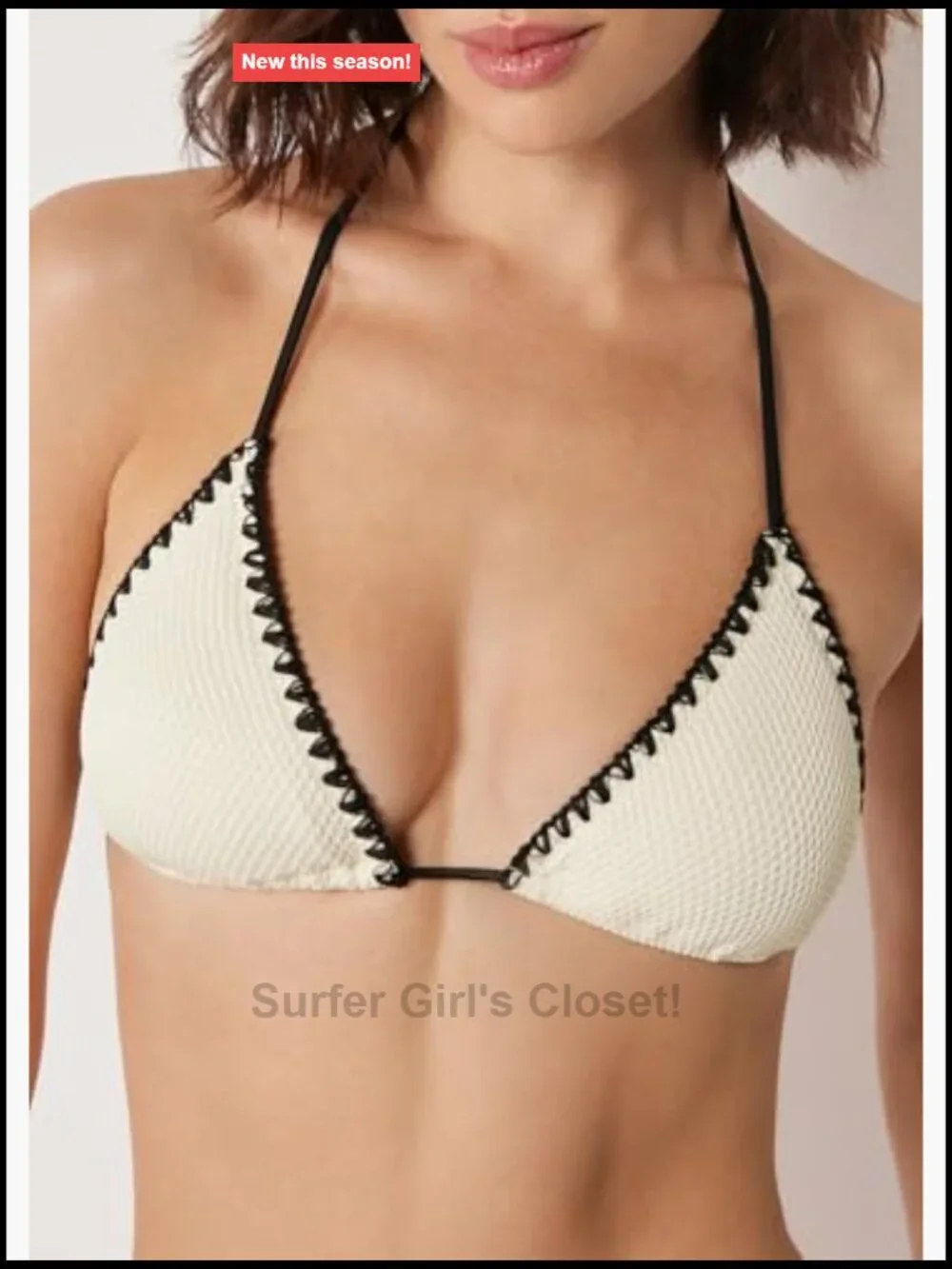 Triangle Swimsuit Top with Bicolor Embroidery